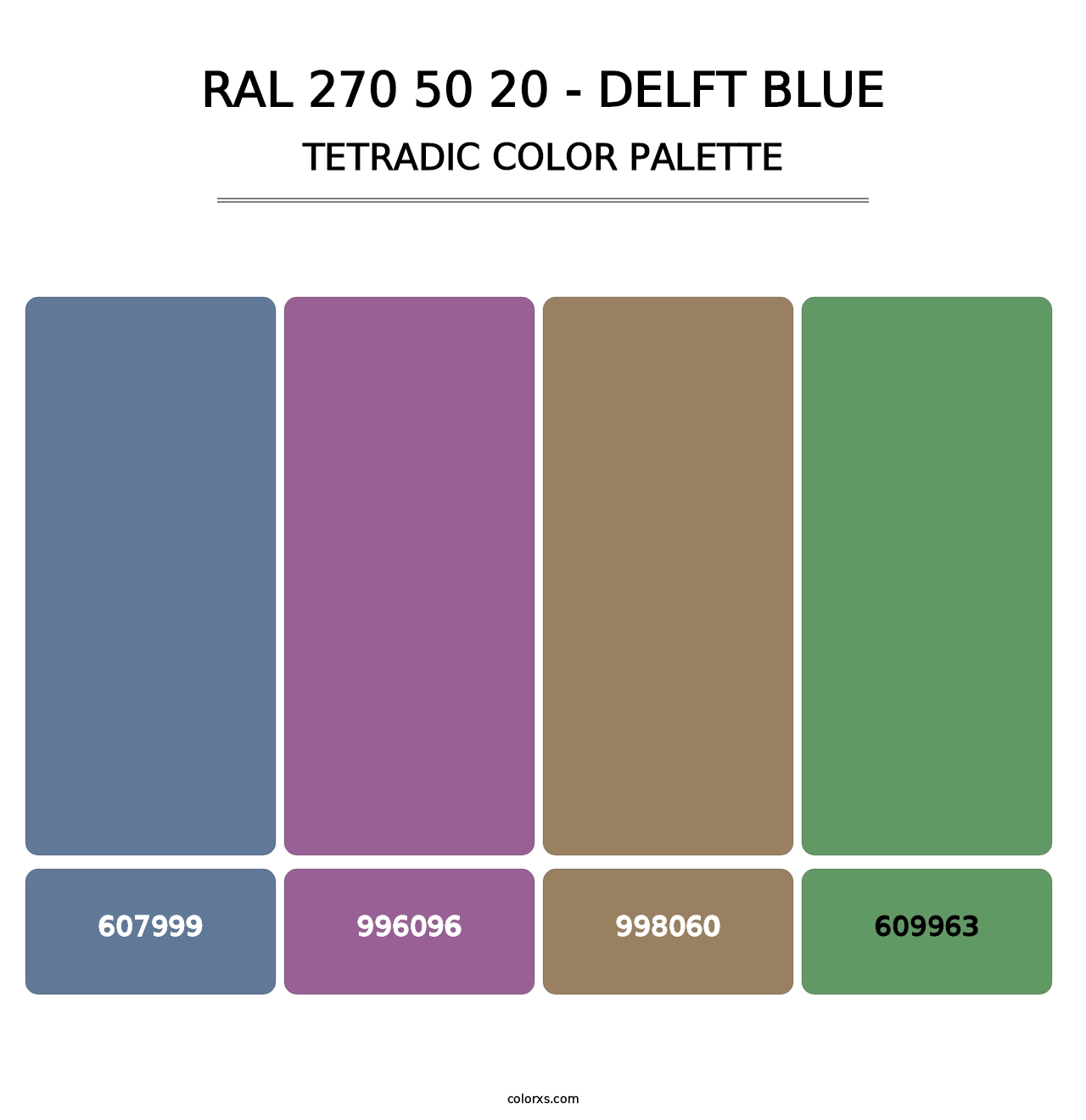 RAL 270 50 20 - Delft Blue - Tetradic Color Palette