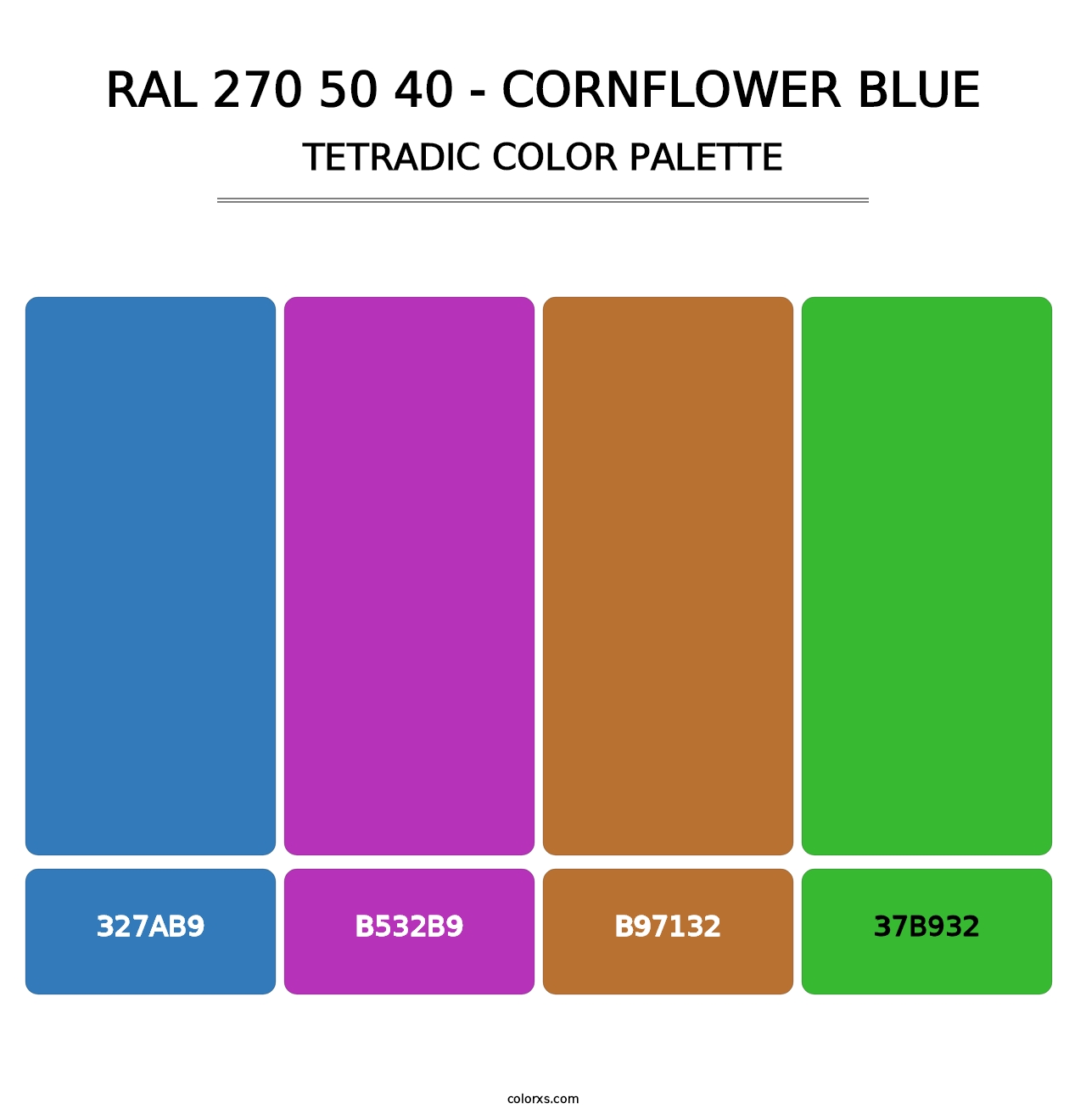 RAL 270 50 40 - Cornflower Blue - Tetradic Color Palette