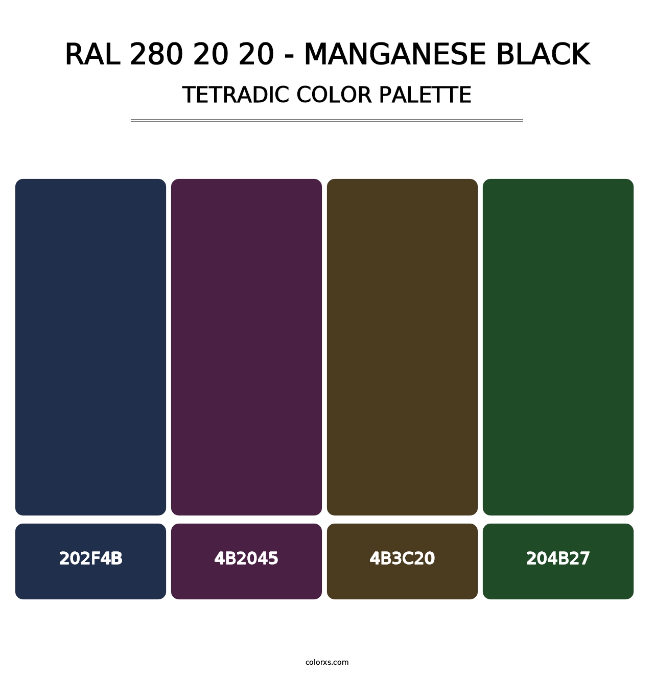 RAL 280 20 20 - Manganese Black - Tetradic Color Palette