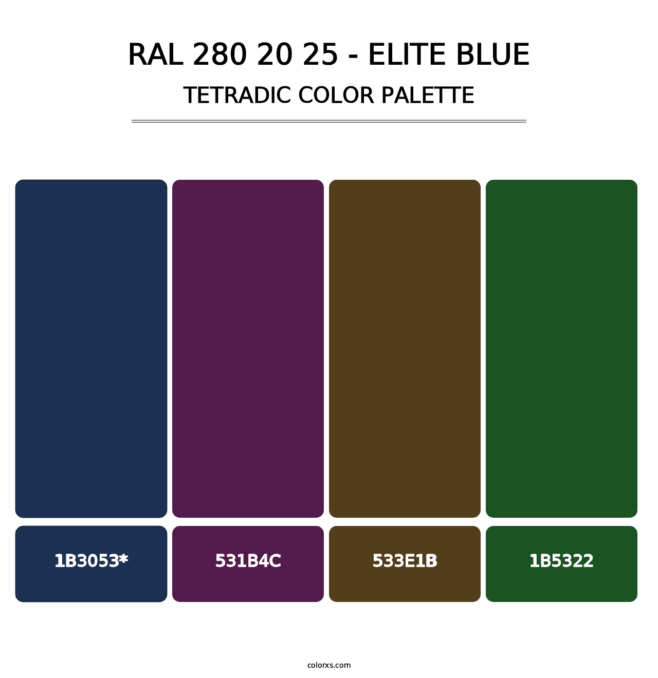 RAL 280 20 25 - Elite Blue - Tetradic Color Palette