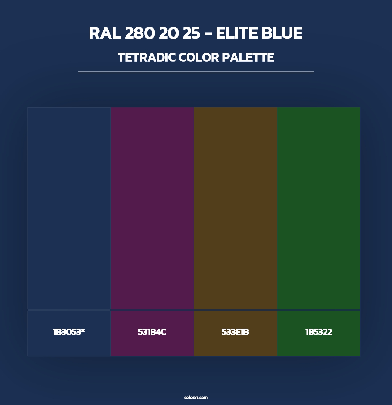 RAL 280 20 25 - Elite Blue - Tetradic Color Palette