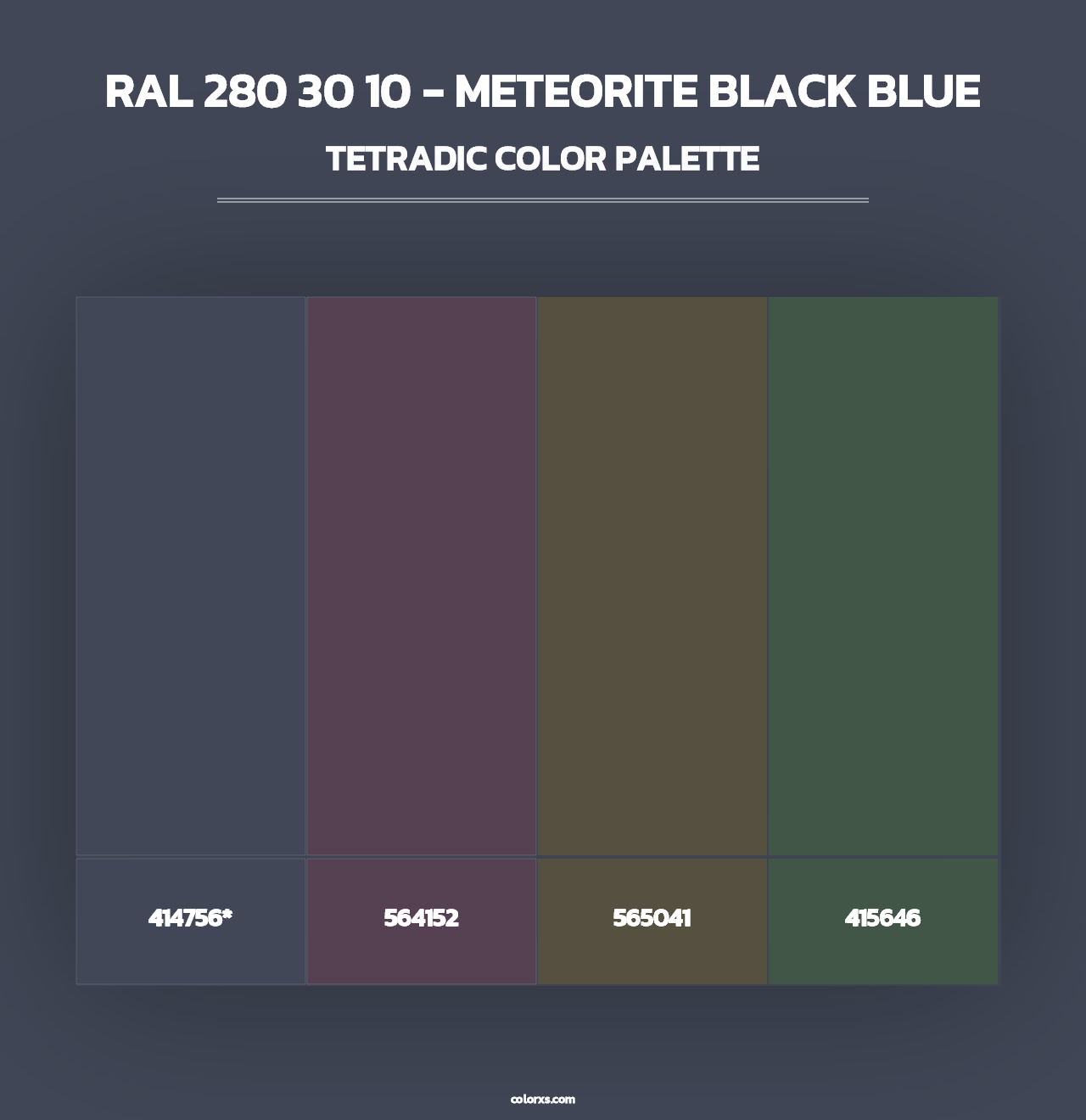 RAL 280 30 10 - Meteorite Black Blue - Tetradic Color Palette