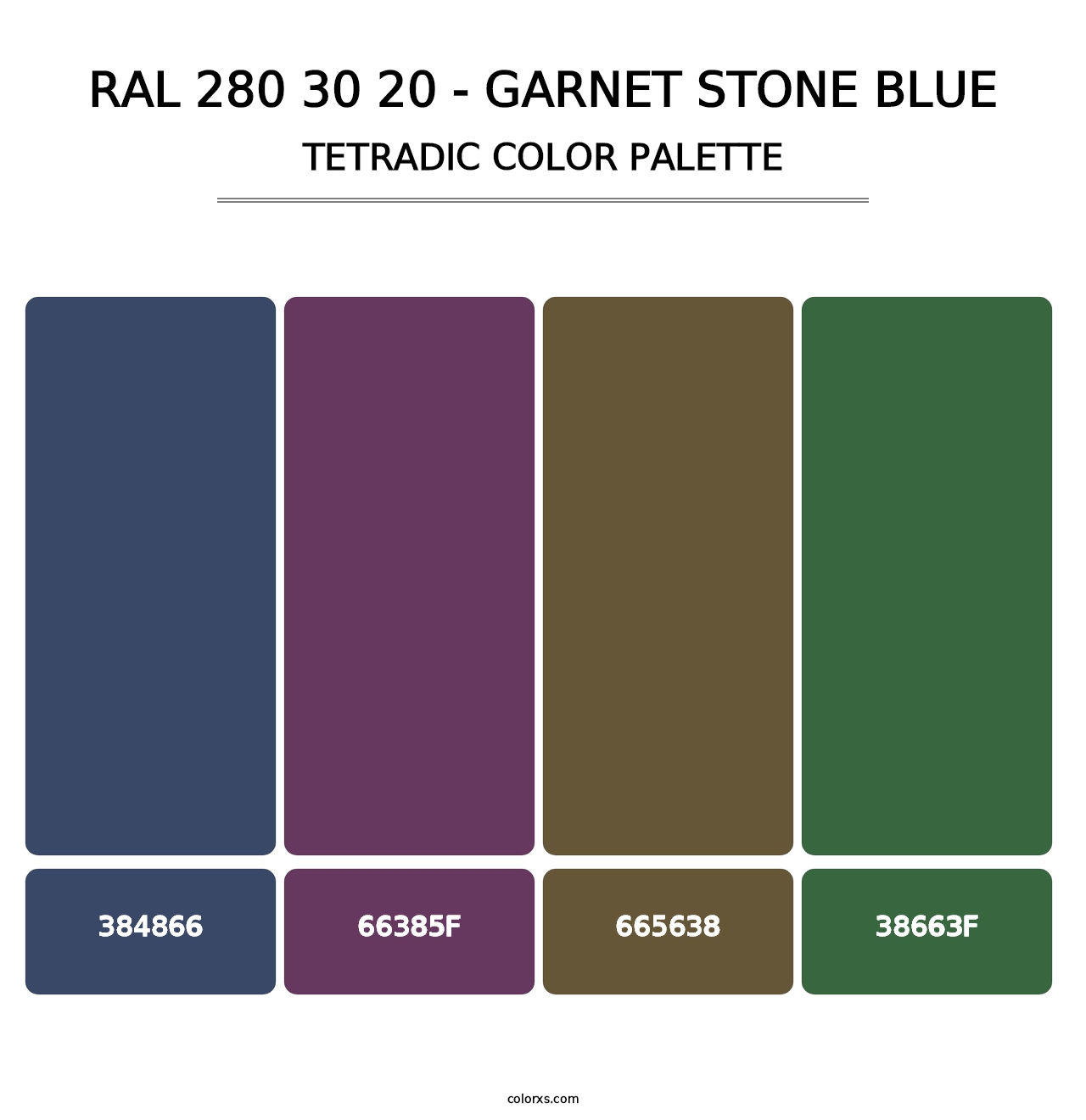 RAL 280 30 20 - Garnet Stone Blue - Tetradic Color Palette