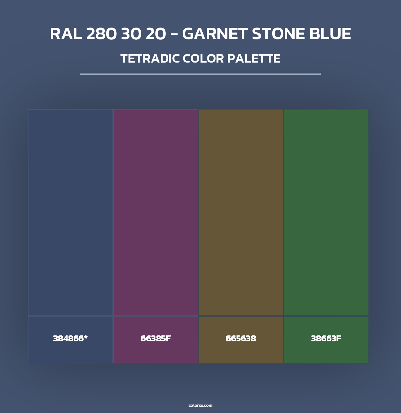 RAL 280 30 20 - Garnet Stone Blue - Tetradic Color Palette