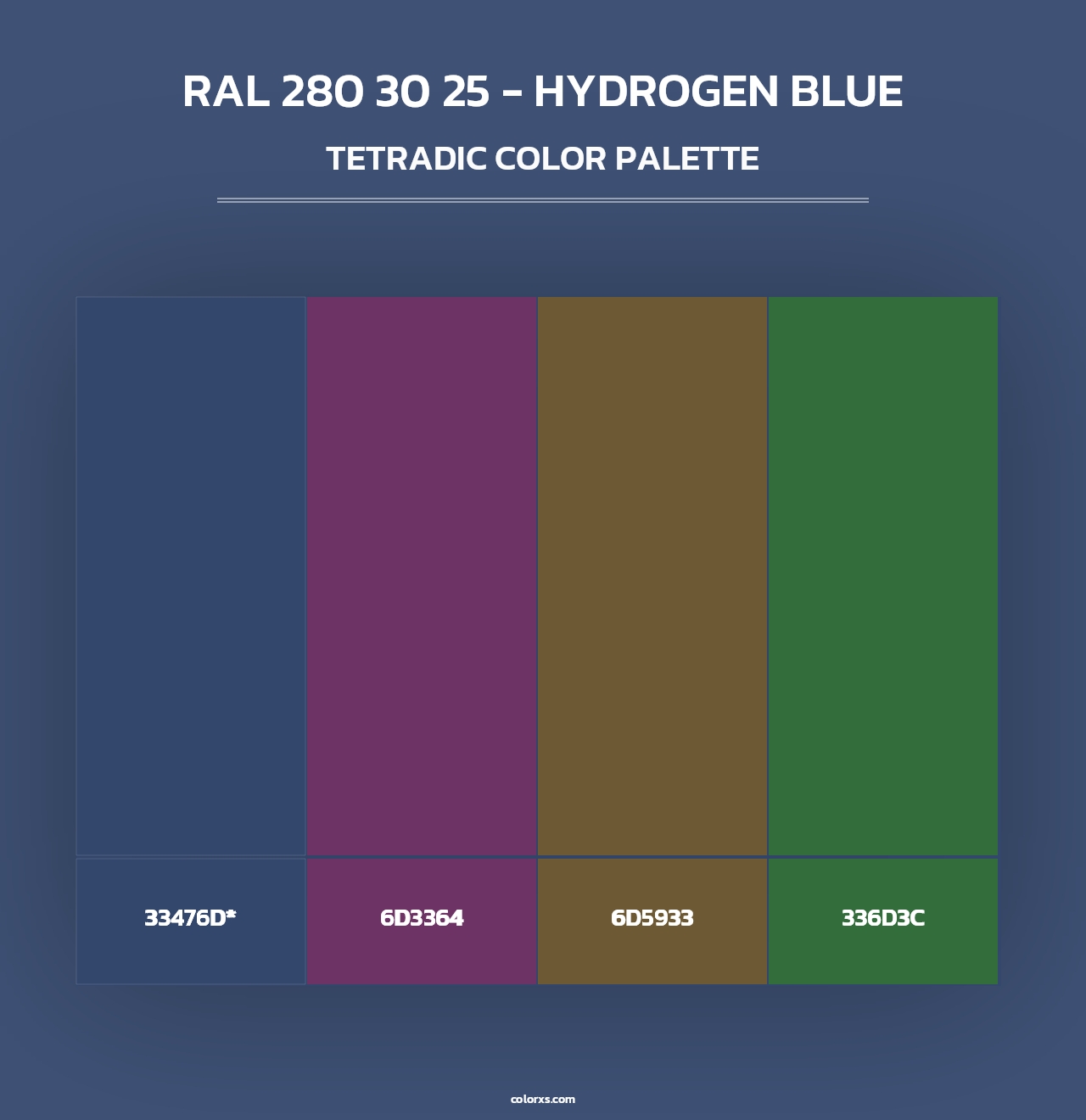 RAL 280 30 25 - Hydrogen Blue - Tetradic Color Palette