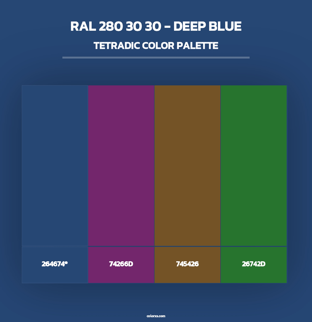 RAL 280 30 30 - Deep Blue - Tetradic Color Palette