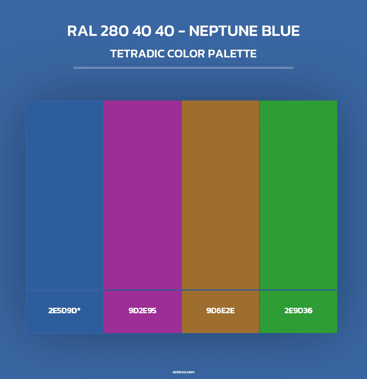 RAL 280 40 40 - Neptune Blue - Tetradic Color Palette