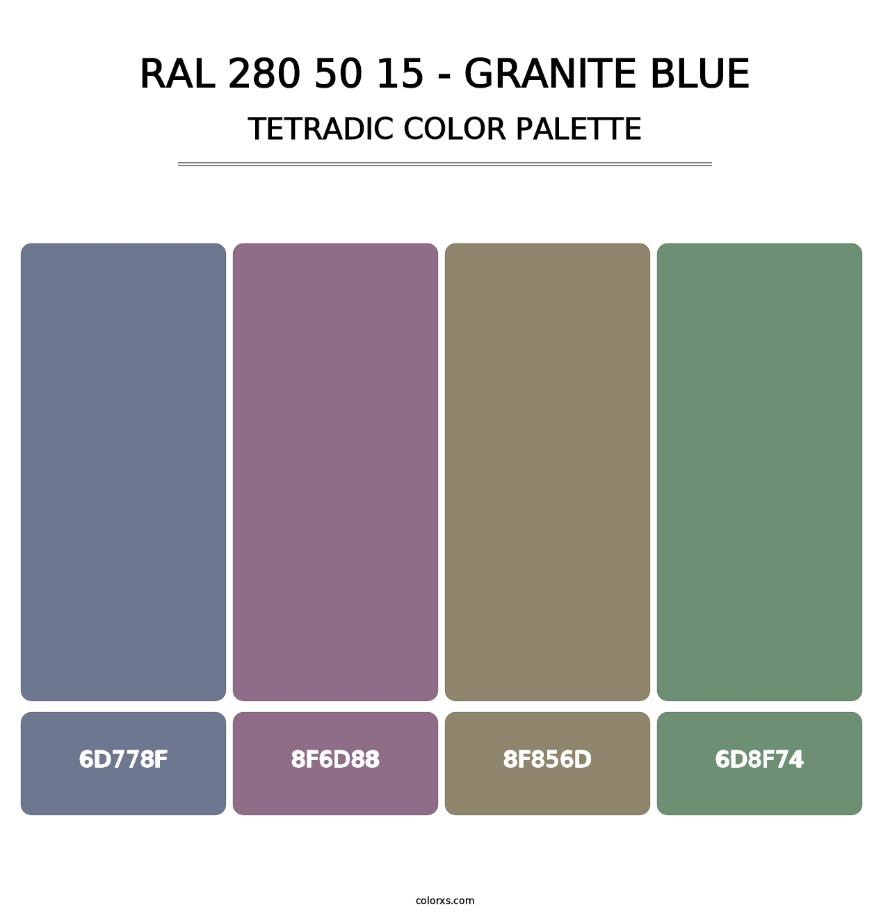 RAL 280 50 15 - Granite Blue - Tetradic Color Palette