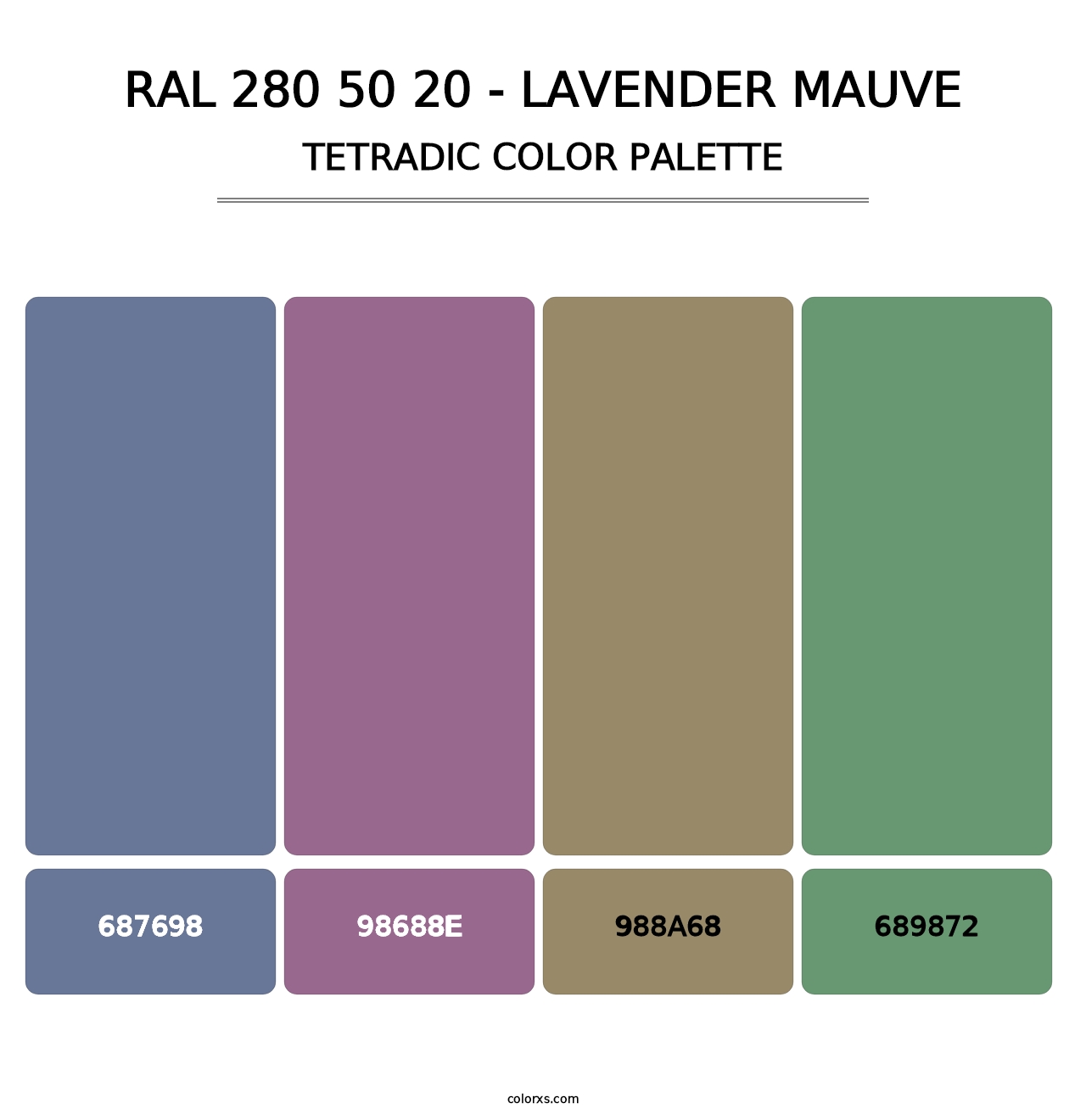 RAL 280 50 20 - Lavender Mauve - Tetradic Color Palette