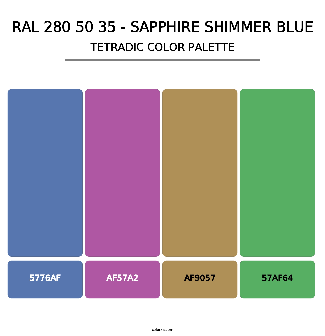 RAL 280 50 35 - Sapphire Shimmer Blue - Tetradic Color Palette