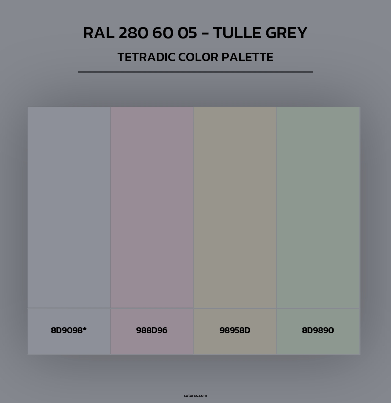 RAL 280 60 05 - Tulle Grey - Tetradic Color Palette