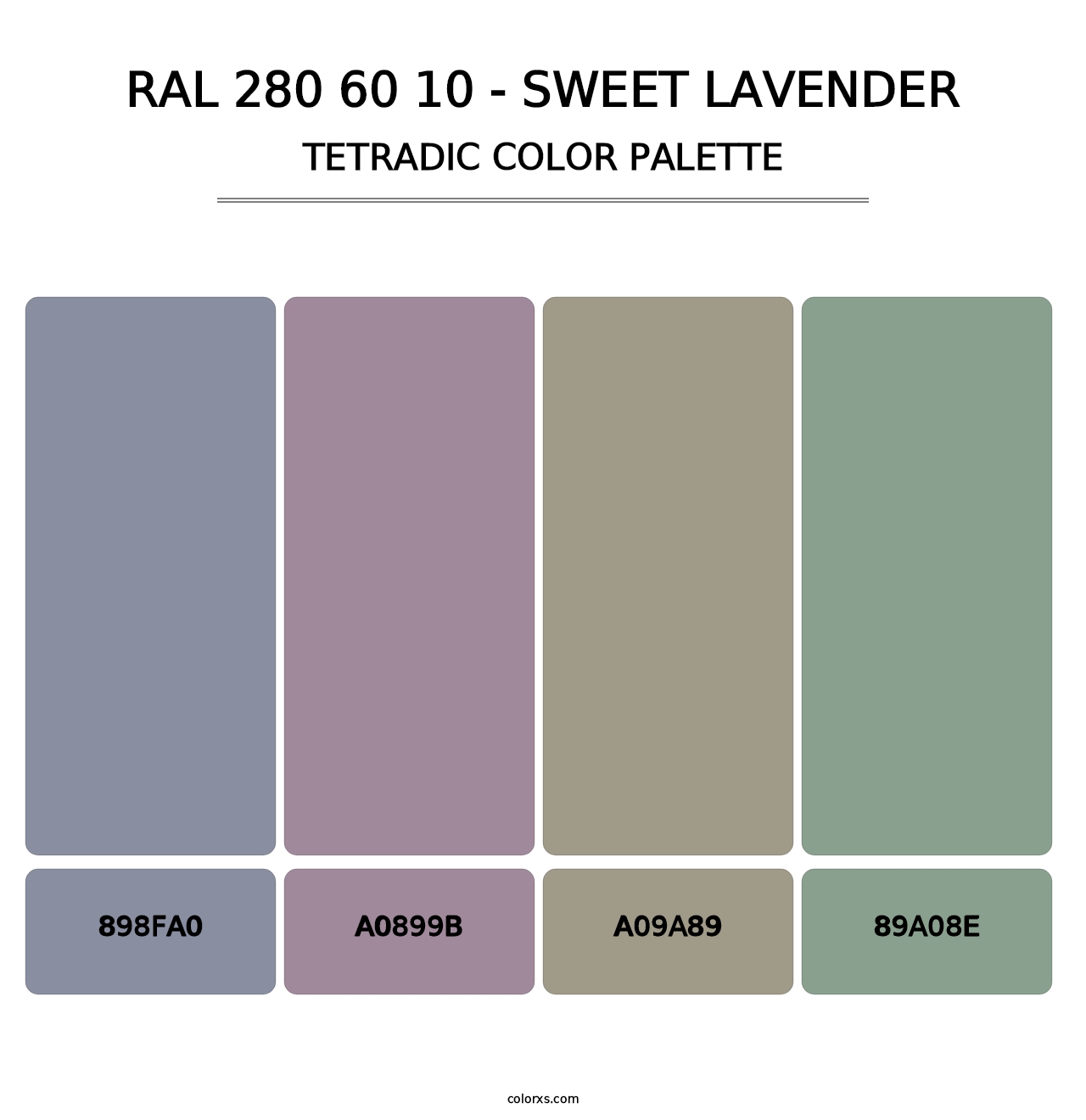 RAL 280 60 10 - Sweet Lavender - Tetradic Color Palette