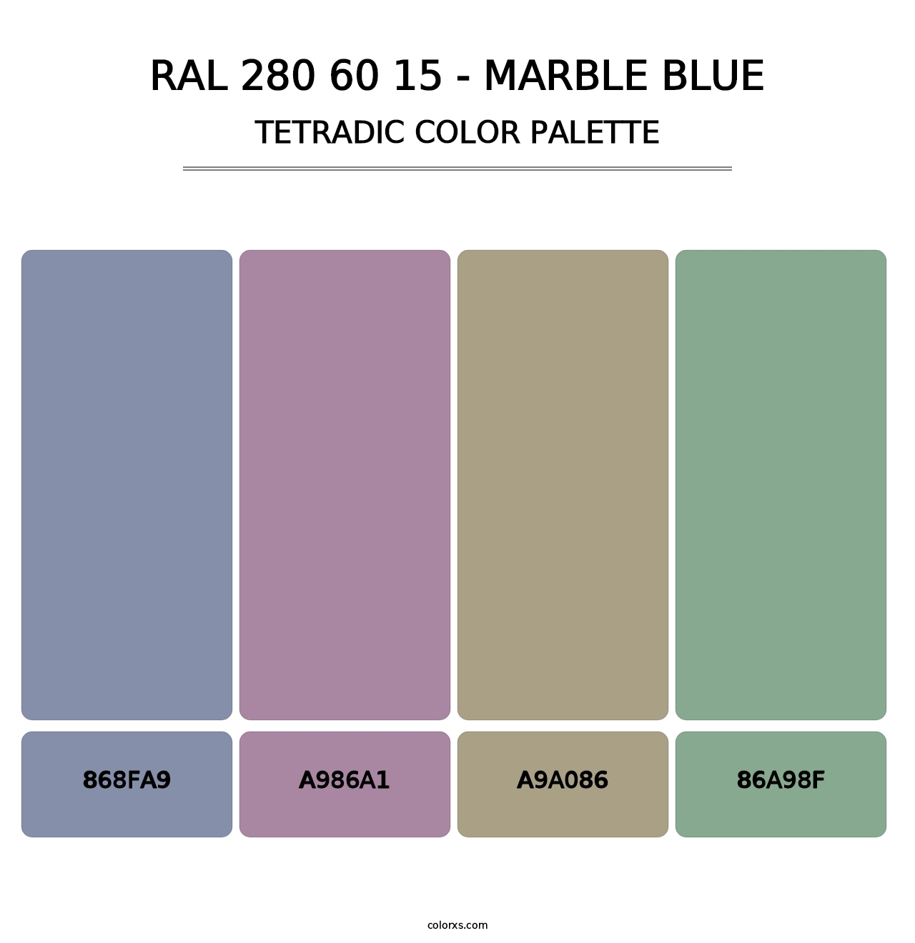 RAL 280 60 15 - Marble Blue - Tetradic Color Palette