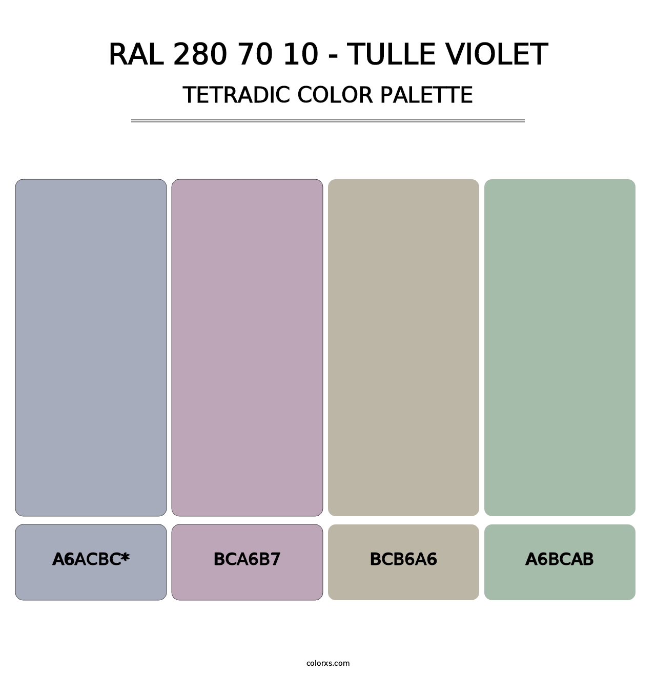 RAL 280 70 10 - Tulle Violet - Tetradic Color Palette