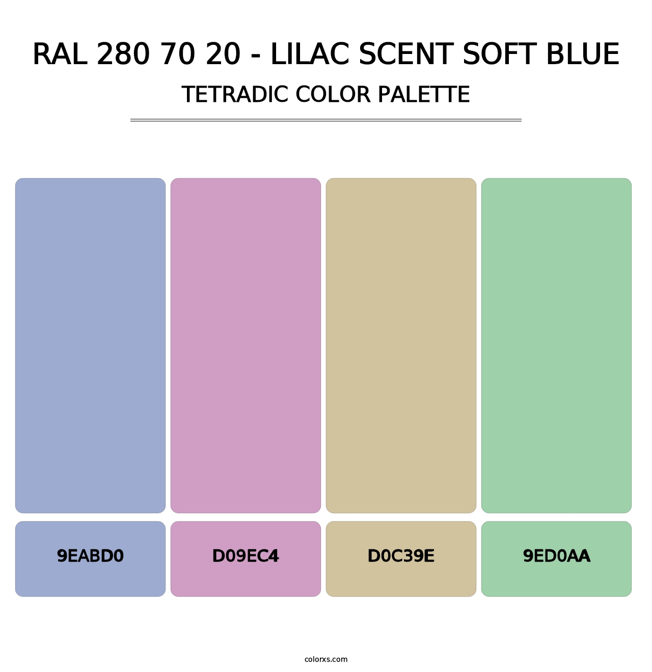RAL 280 70 20 - Lilac Scent Soft Blue - Tetradic Color Palette