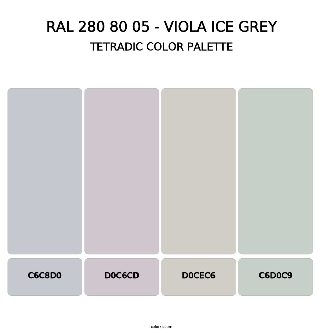 RAL 280 80 05 - Viola Ice Grey - Tetradic Color Palette