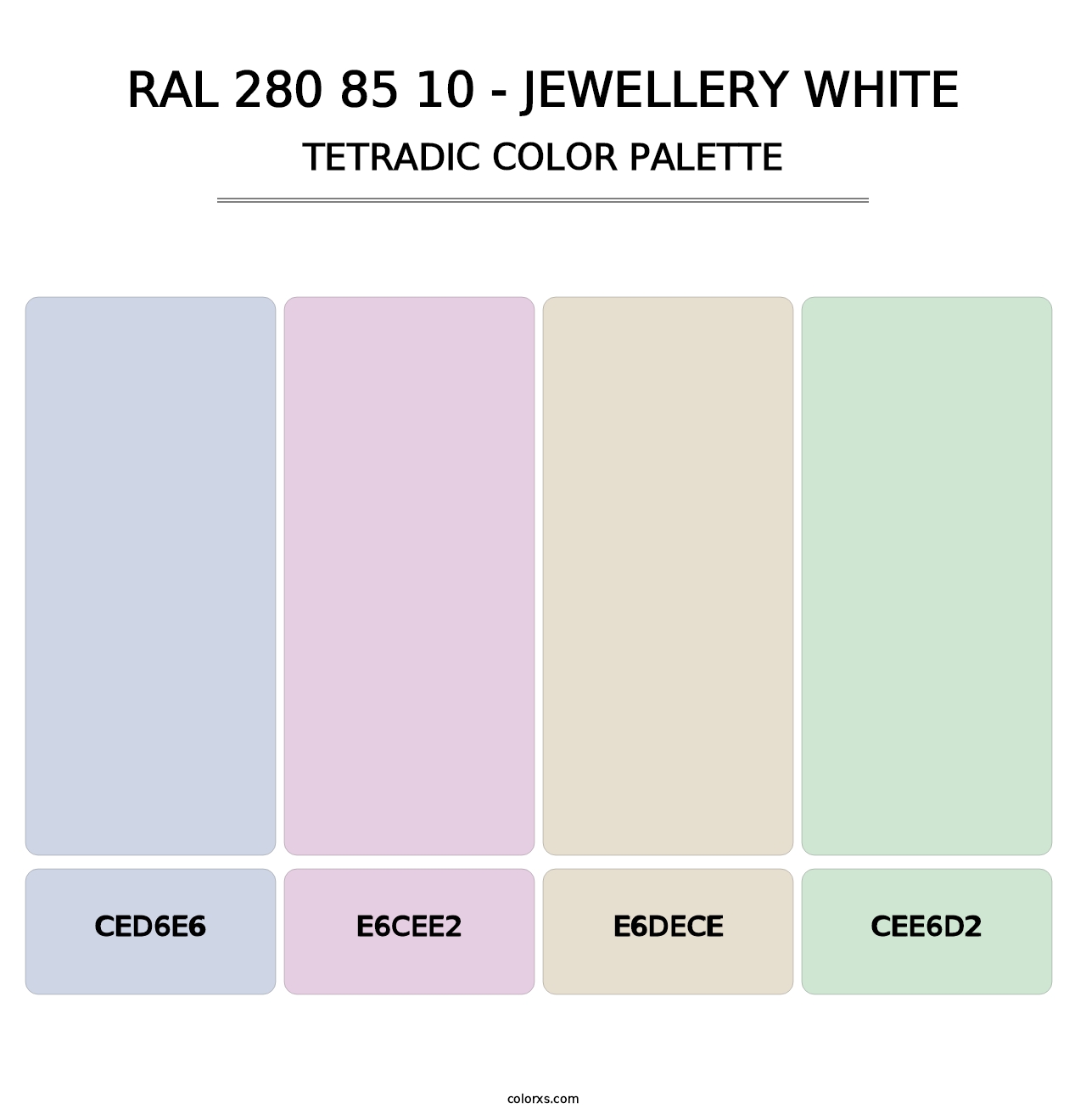 RAL 280 85 10 - Jewellery White - Tetradic Color Palette