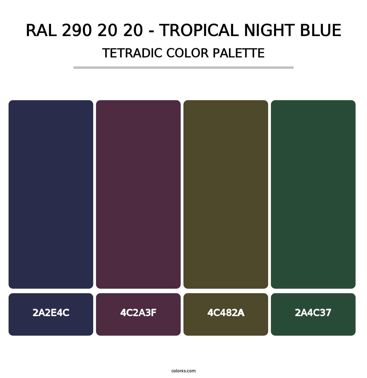 RAL 290 20 20 - Tropical Night Blue - Tetradic Color Palette