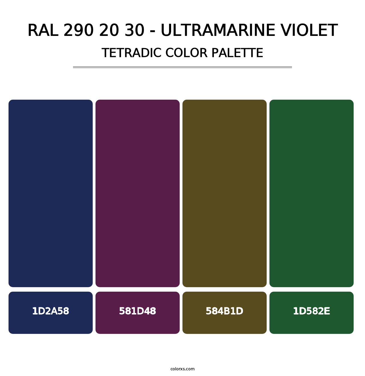 RAL 290 20 30 - Ultramarine Violet - Tetradic Color Palette
