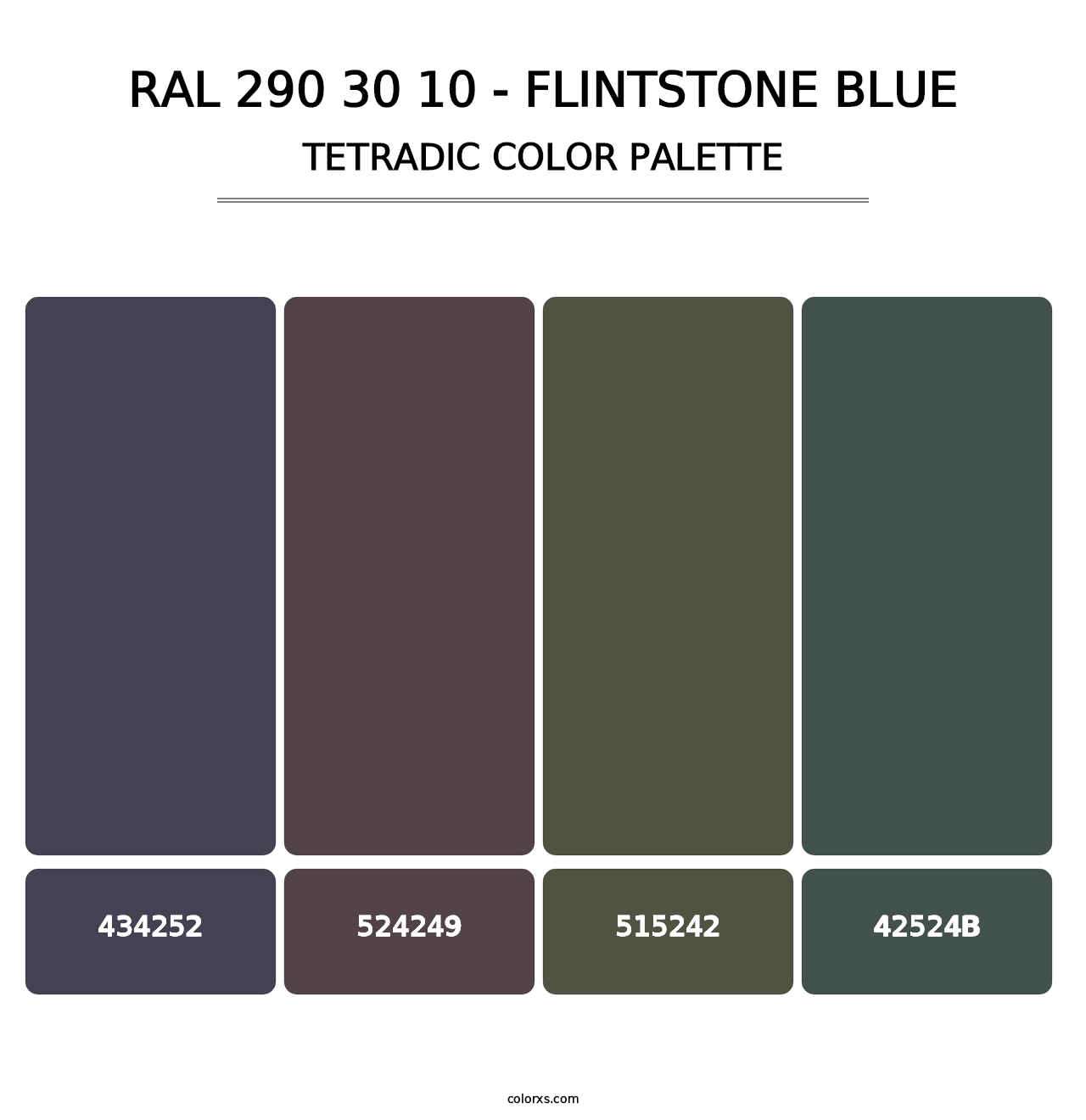 RAL 290 30 10 - Flintstone Blue - Tetradic Color Palette