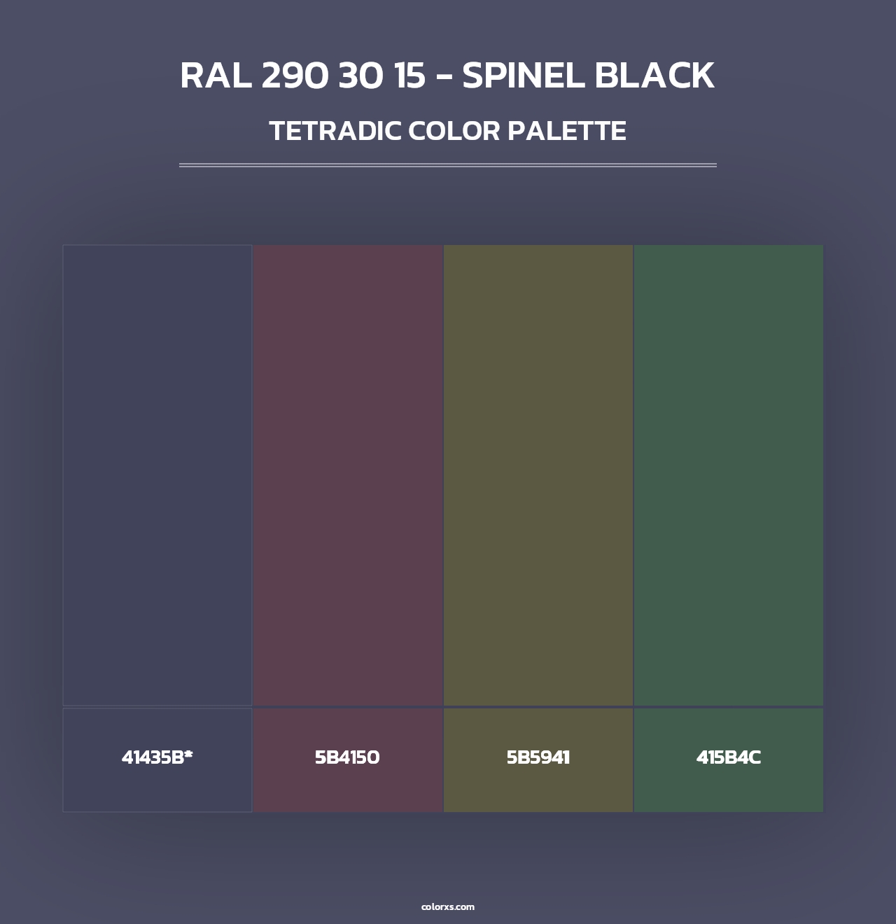 RAL 290 30 15 - Spinel Black - Tetradic Color Palette