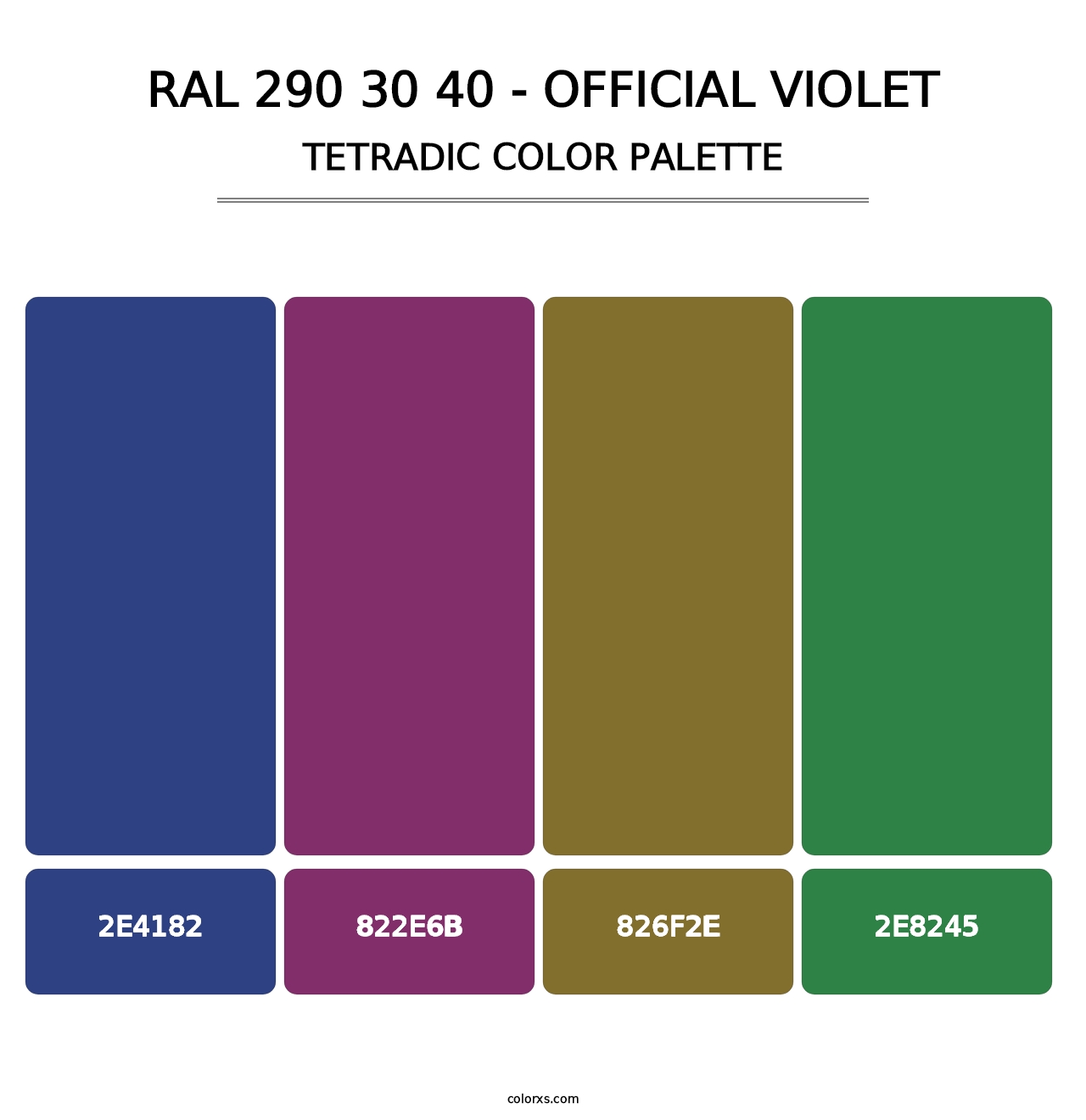 RAL 290 30 40 - Official Violet - Tetradic Color Palette