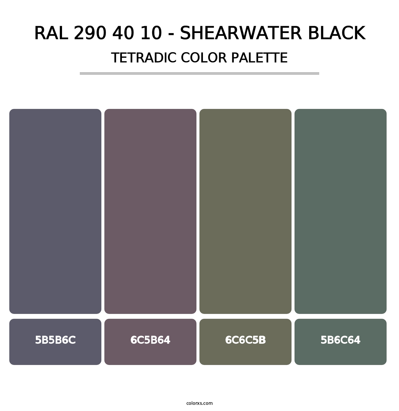 RAL 290 40 10 - Shearwater Black - Tetradic Color Palette