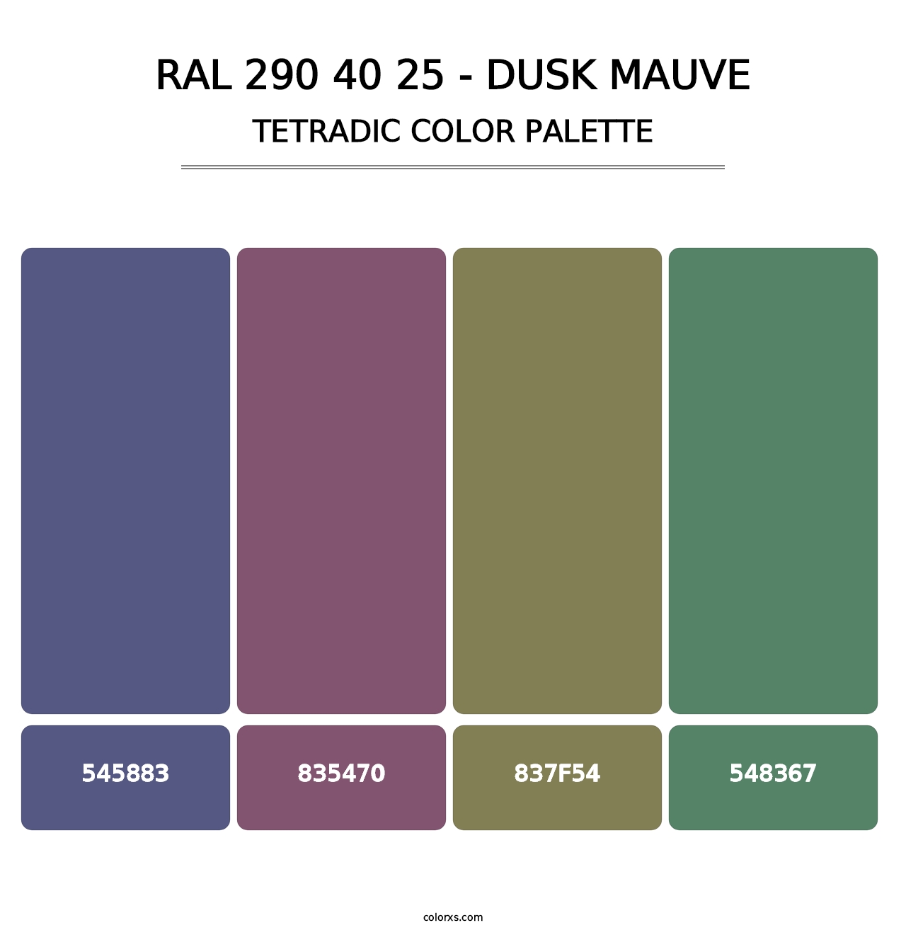 RAL 290 40 25 - Dusk Mauve - Tetradic Color Palette