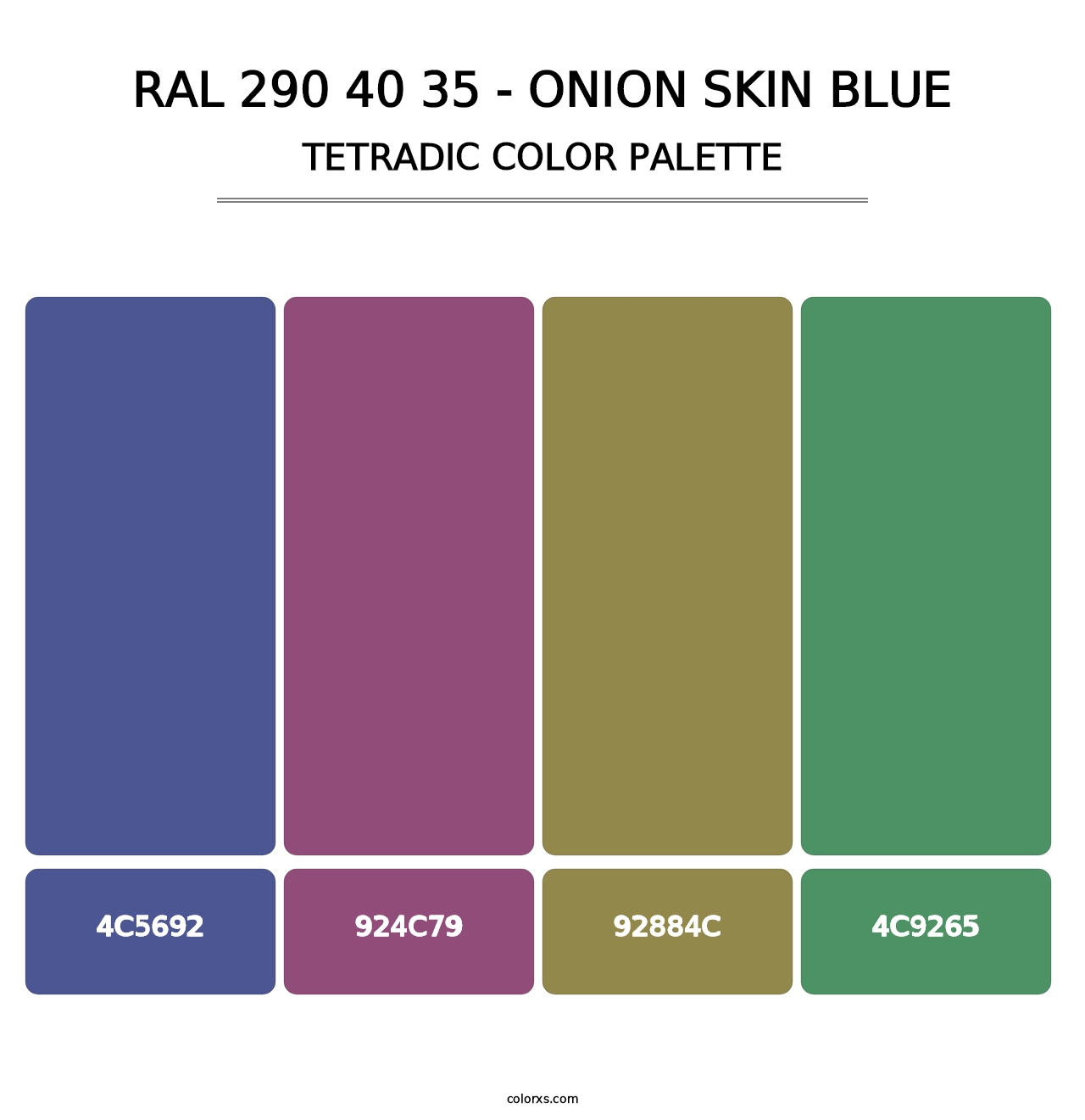 RAL 290 40 35 - Onion Skin Blue - Tetradic Color Palette