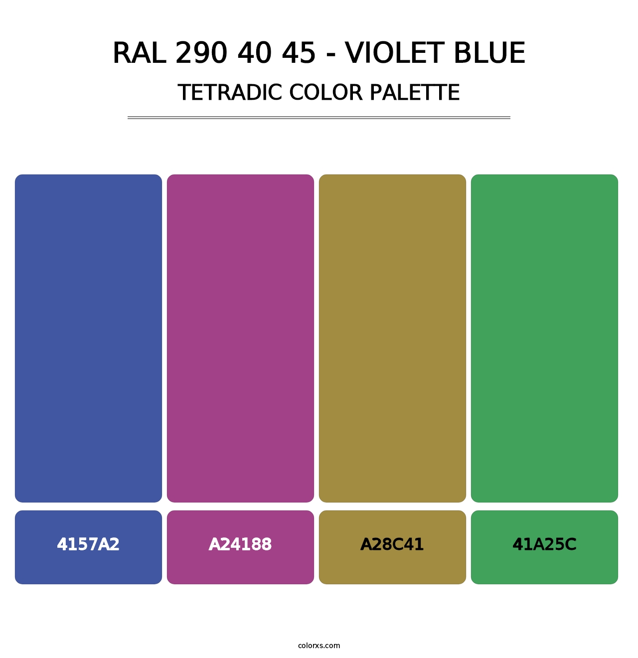 RAL 290 40 45 - Violet Blue - Tetradic Color Palette