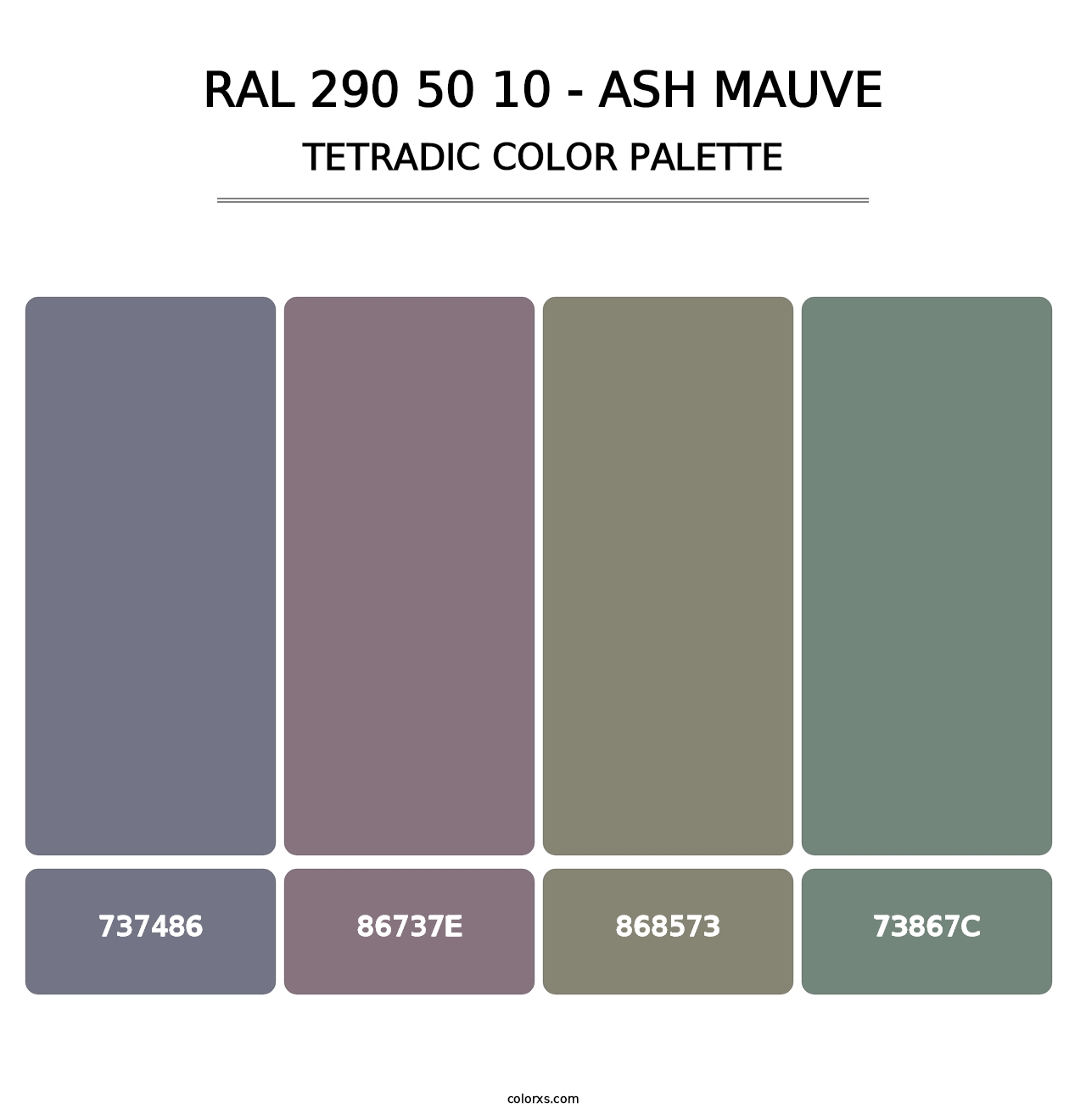 RAL 290 50 10 - Ash Mauve - Tetradic Color Palette