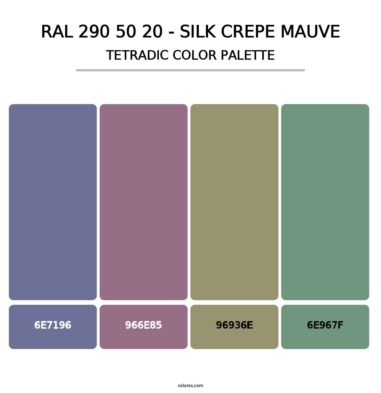 RAL 290 50 20 - Silk Crepe Mauve - Tetradic Color Palette