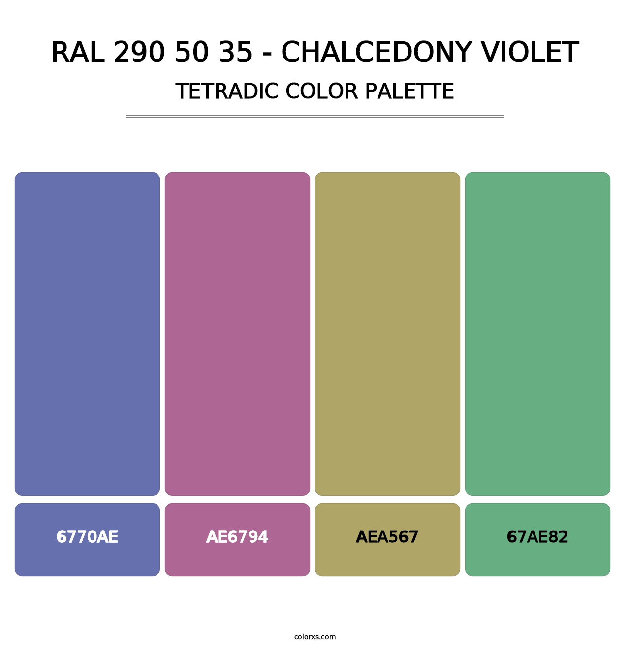 RAL 290 50 35 - Chalcedony Violet - Tetradic Color Palette