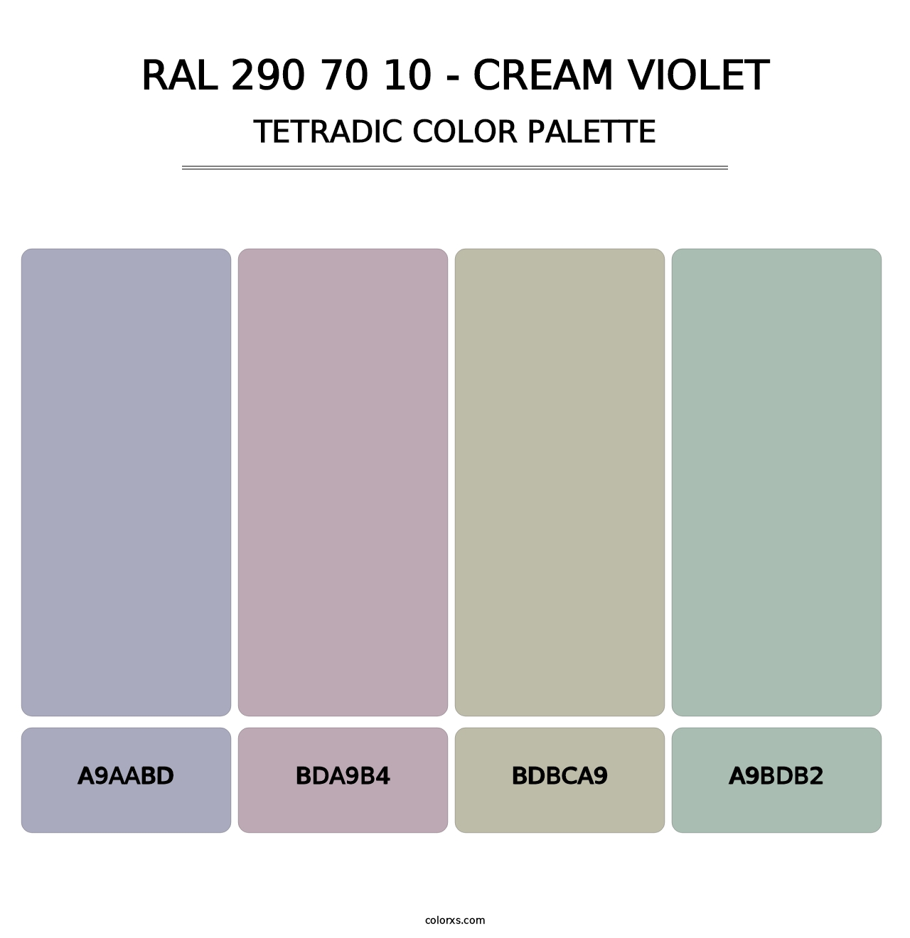 RAL 290 70 10 - Cream Violet - Tetradic Color Palette