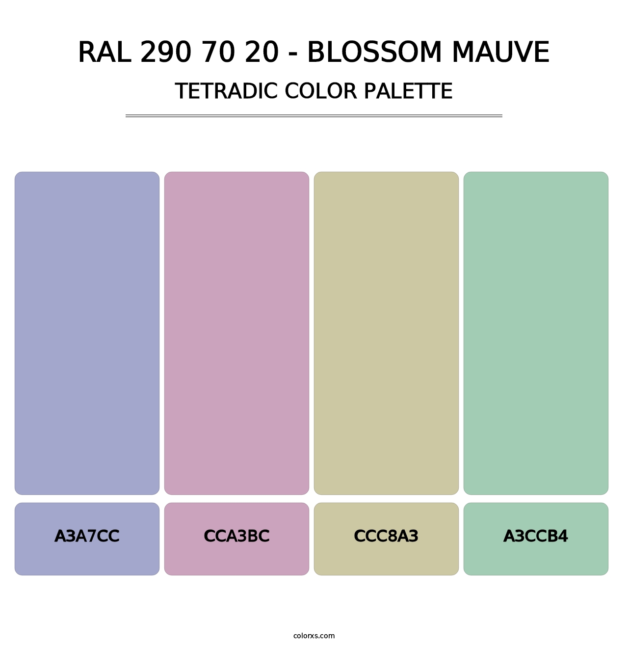 RAL 290 70 20 - Blossom Mauve - Tetradic Color Palette