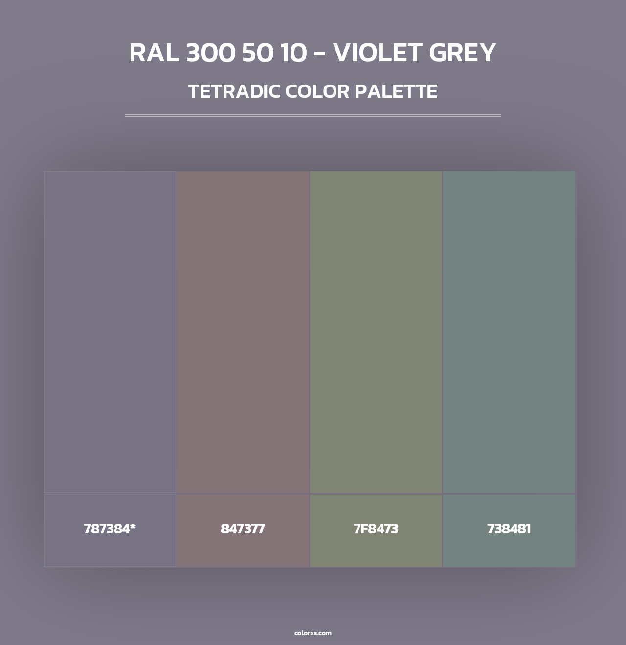 RAL 300 50 10 - Violet Grey - Tetradic Color Palette