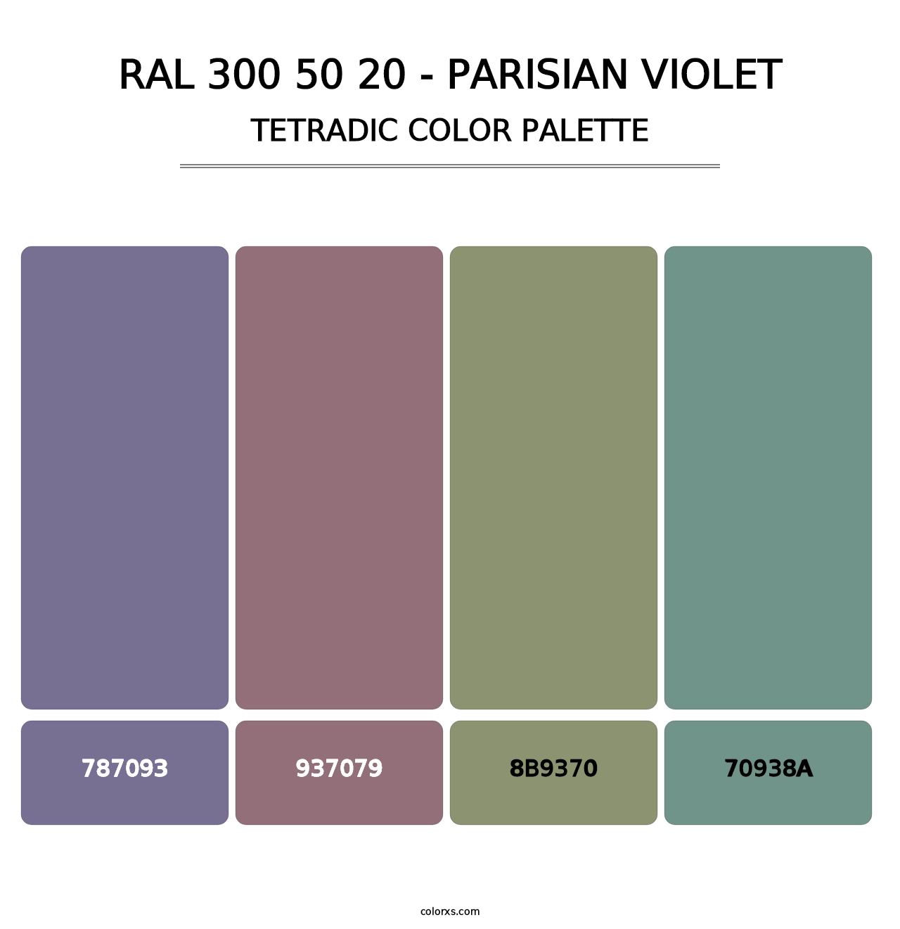 RAL 300 50 20 - Parisian Violet - Tetradic Color Palette