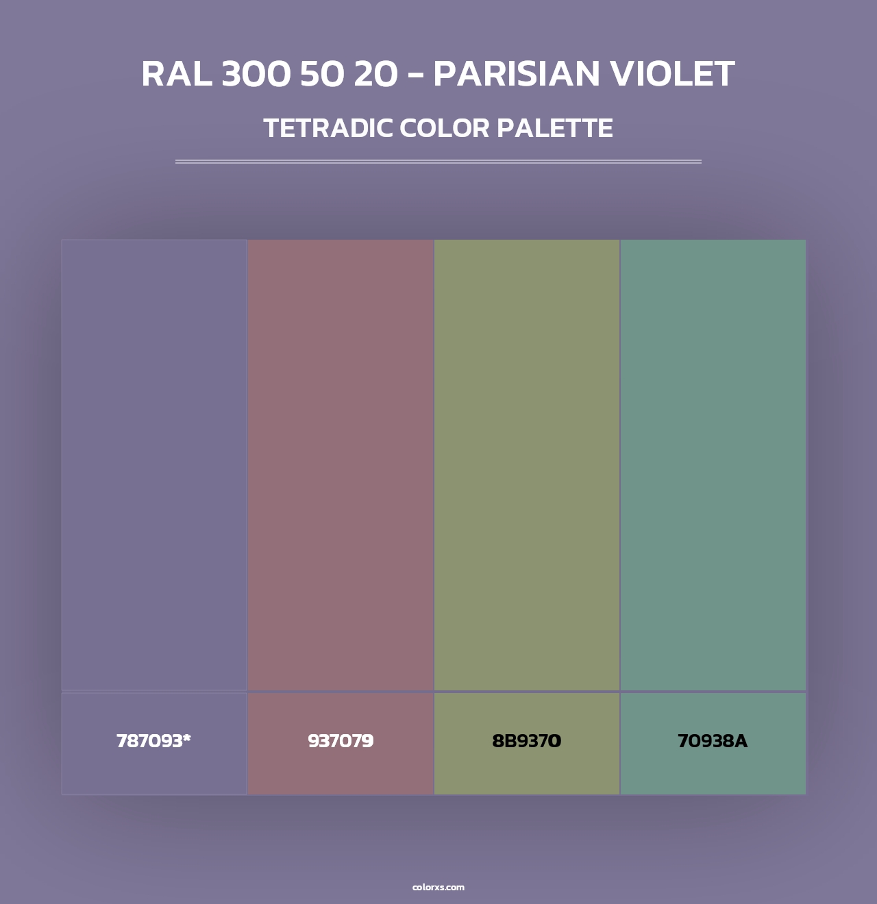 RAL 300 50 20 - Parisian Violet - Tetradic Color Palette