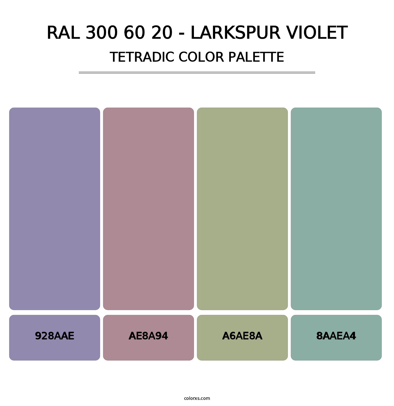 RAL 300 60 20 - Larkspur Violet - Tetradic Color Palette