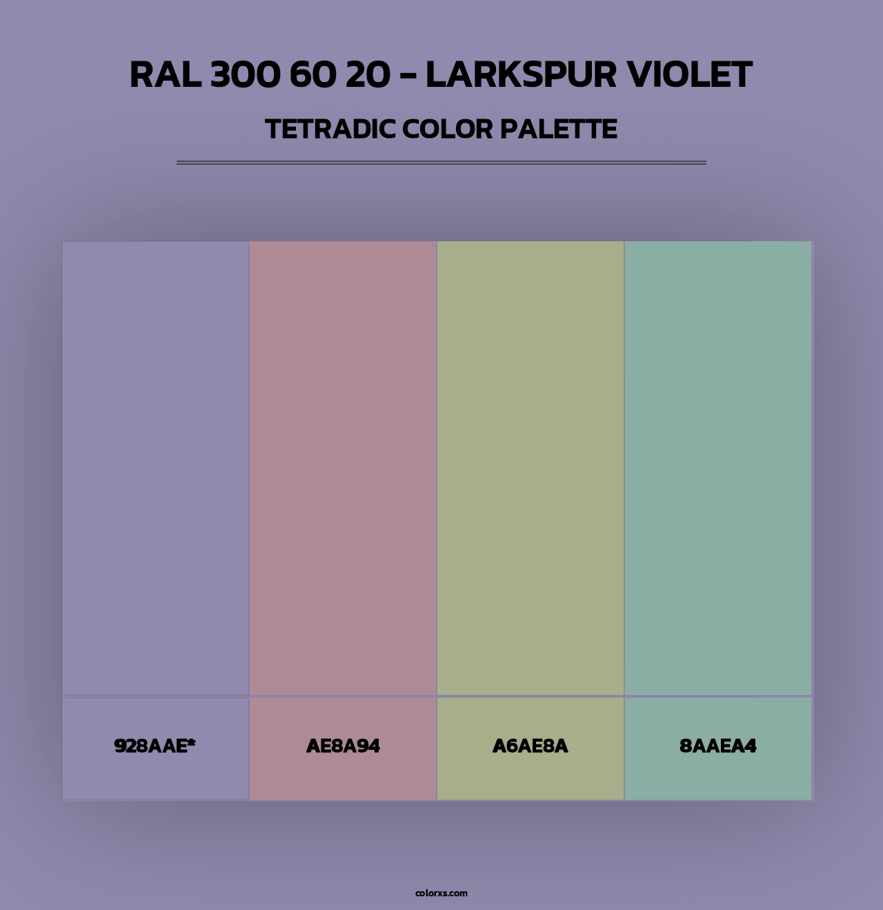 RAL 300 60 20 - Larkspur Violet - Tetradic Color Palette
