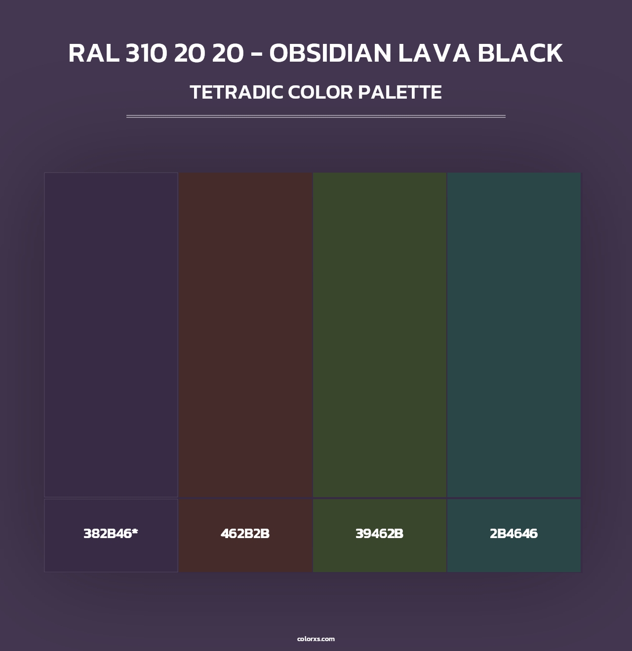 RAL 310 20 20 - Obsidian Lava Black - Tetradic Color Palette
