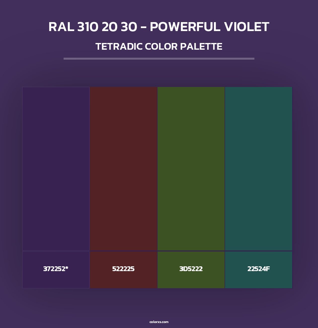 RAL 310 20 30 - Powerful Violet - Tetradic Color Palette