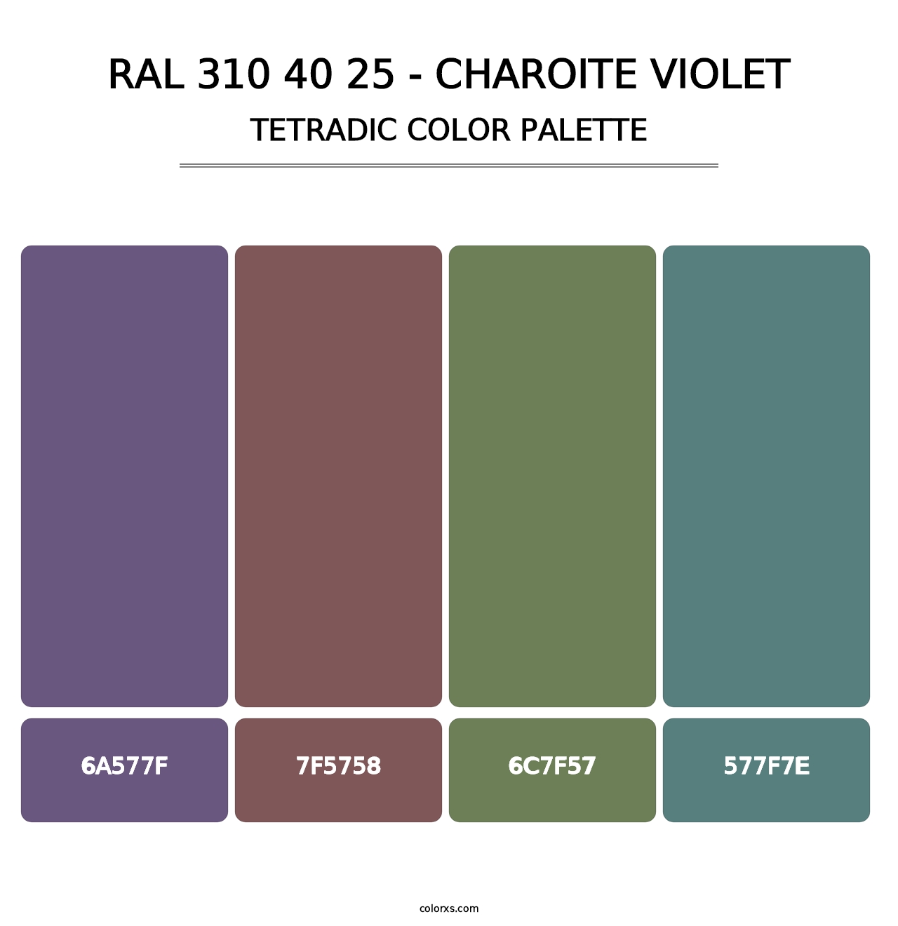 RAL 310 40 25 - Charoite Violet - Tetradic Color Palette
