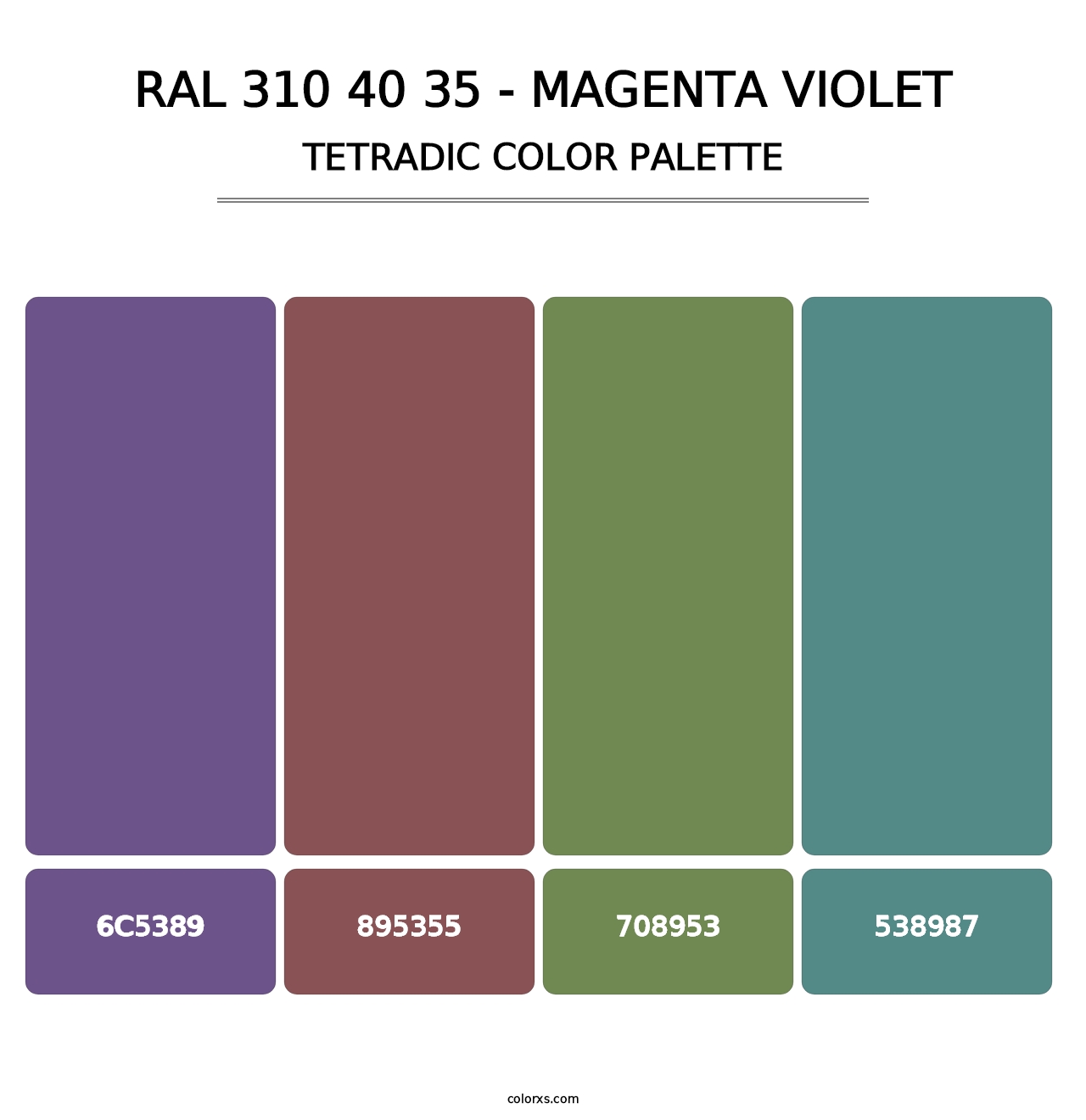 RAL 310 40 35 - Magenta Violet - Tetradic Color Palette