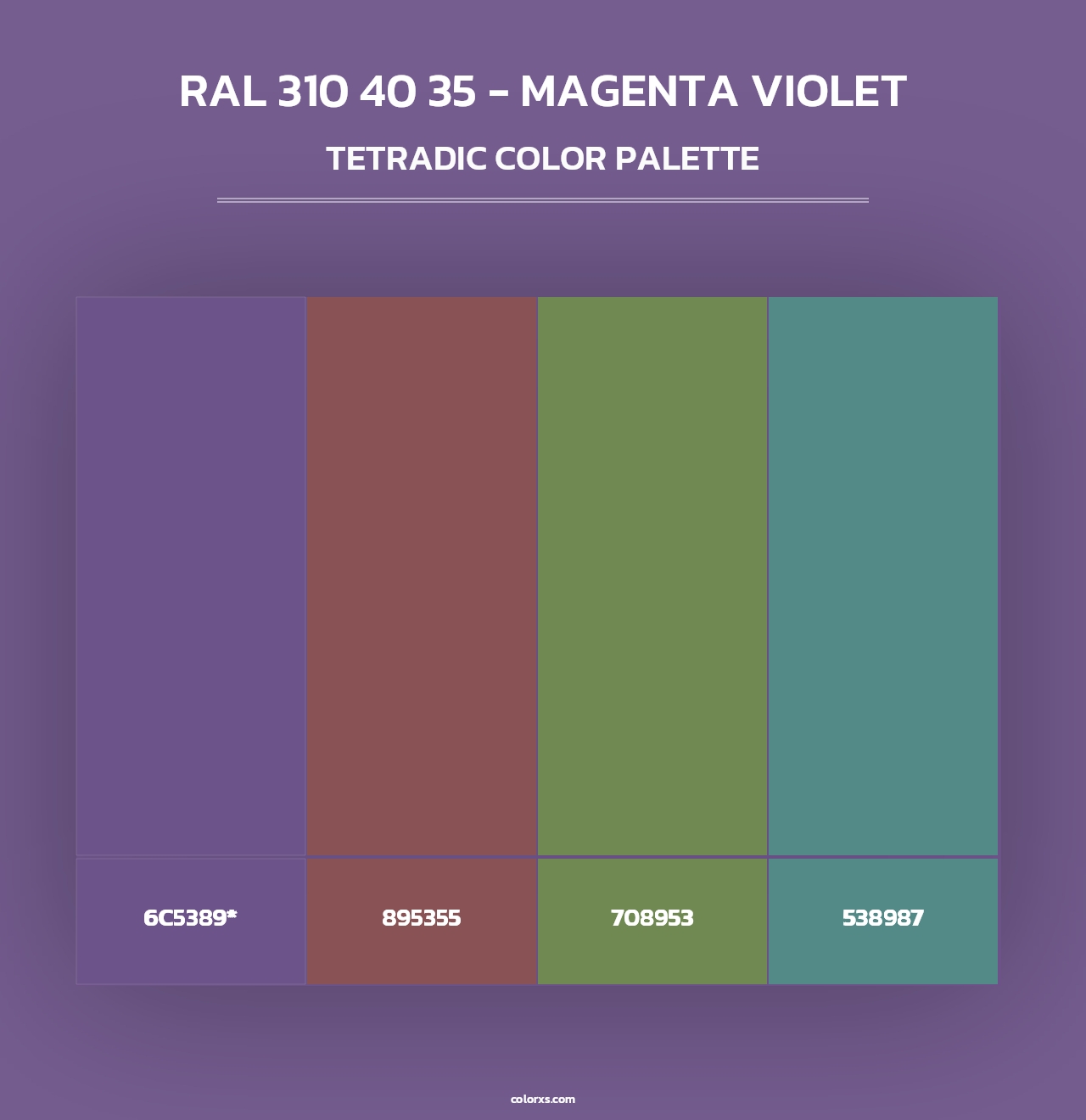 RAL 310 40 35 - Magenta Violet - Tetradic Color Palette