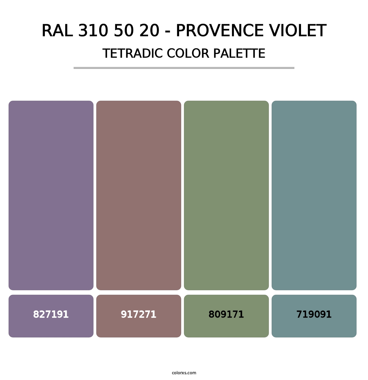 RAL 310 50 20 - Provence Violet - Tetradic Color Palette