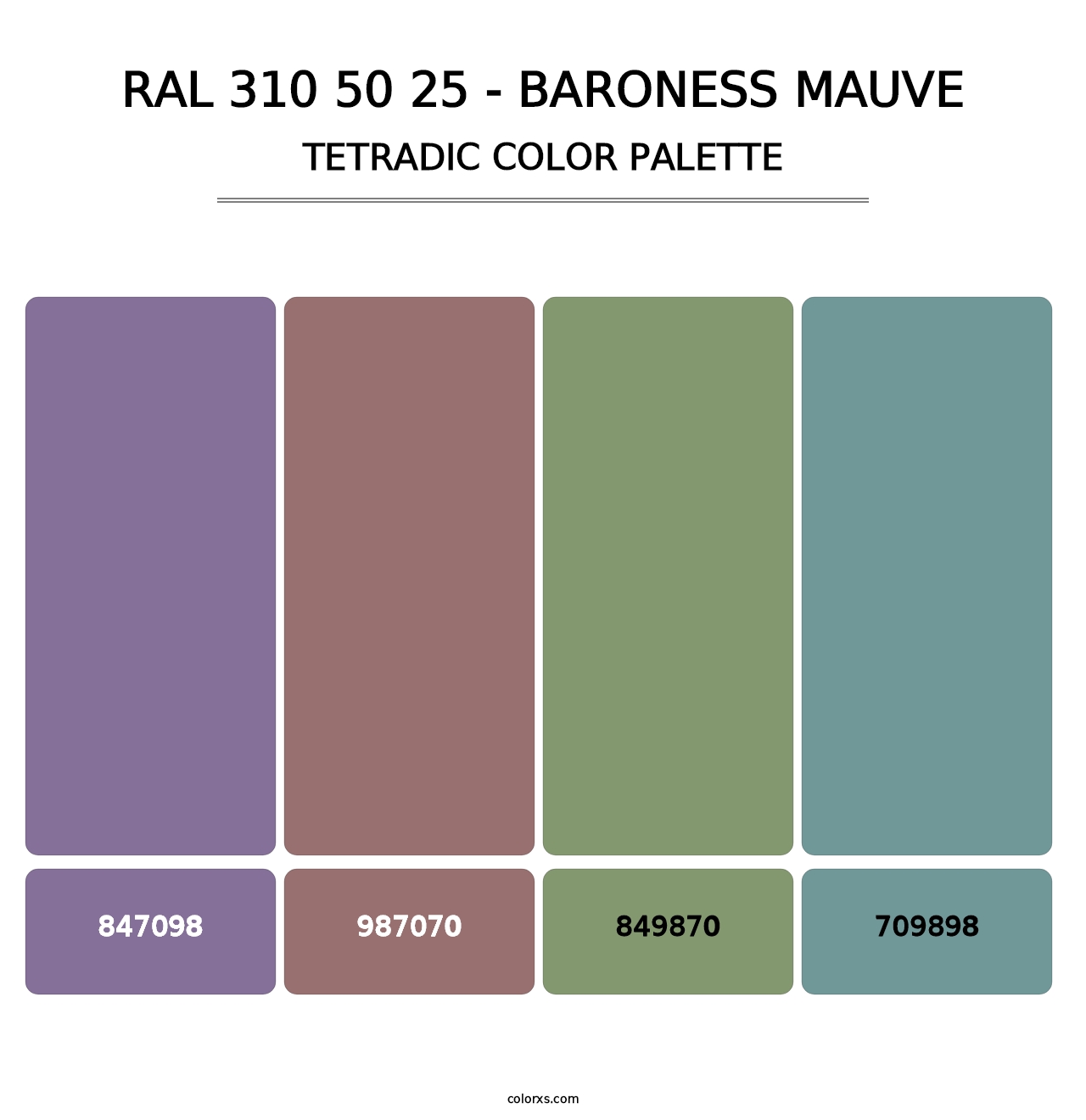 RAL 310 50 25 - Baroness Mauve - Tetradic Color Palette