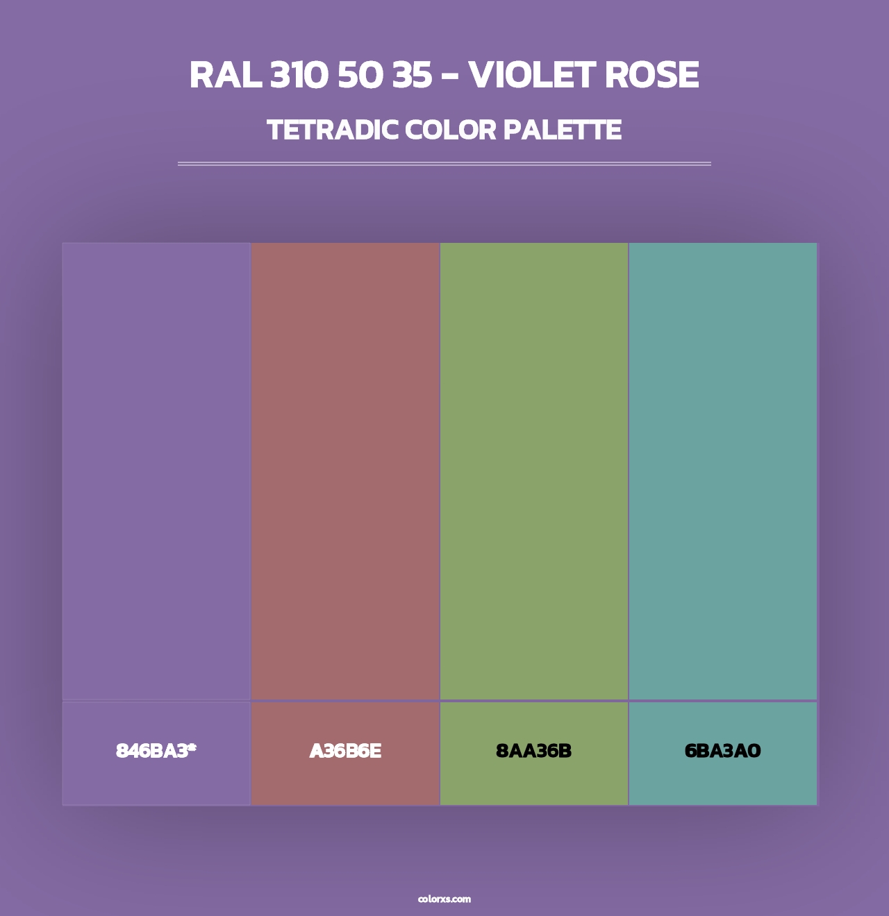 RAL 310 50 35 - Violet Rose - Tetradic Color Palette