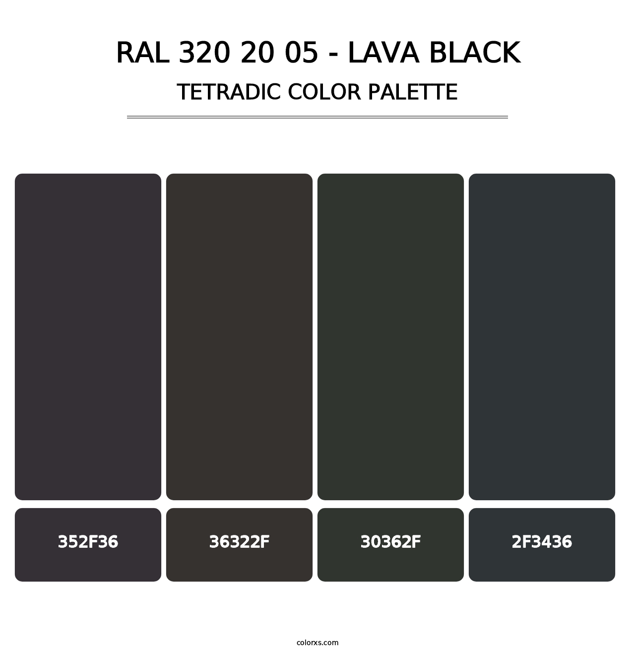 RAL 320 20 05 - Lava Black - Tetradic Color Palette
