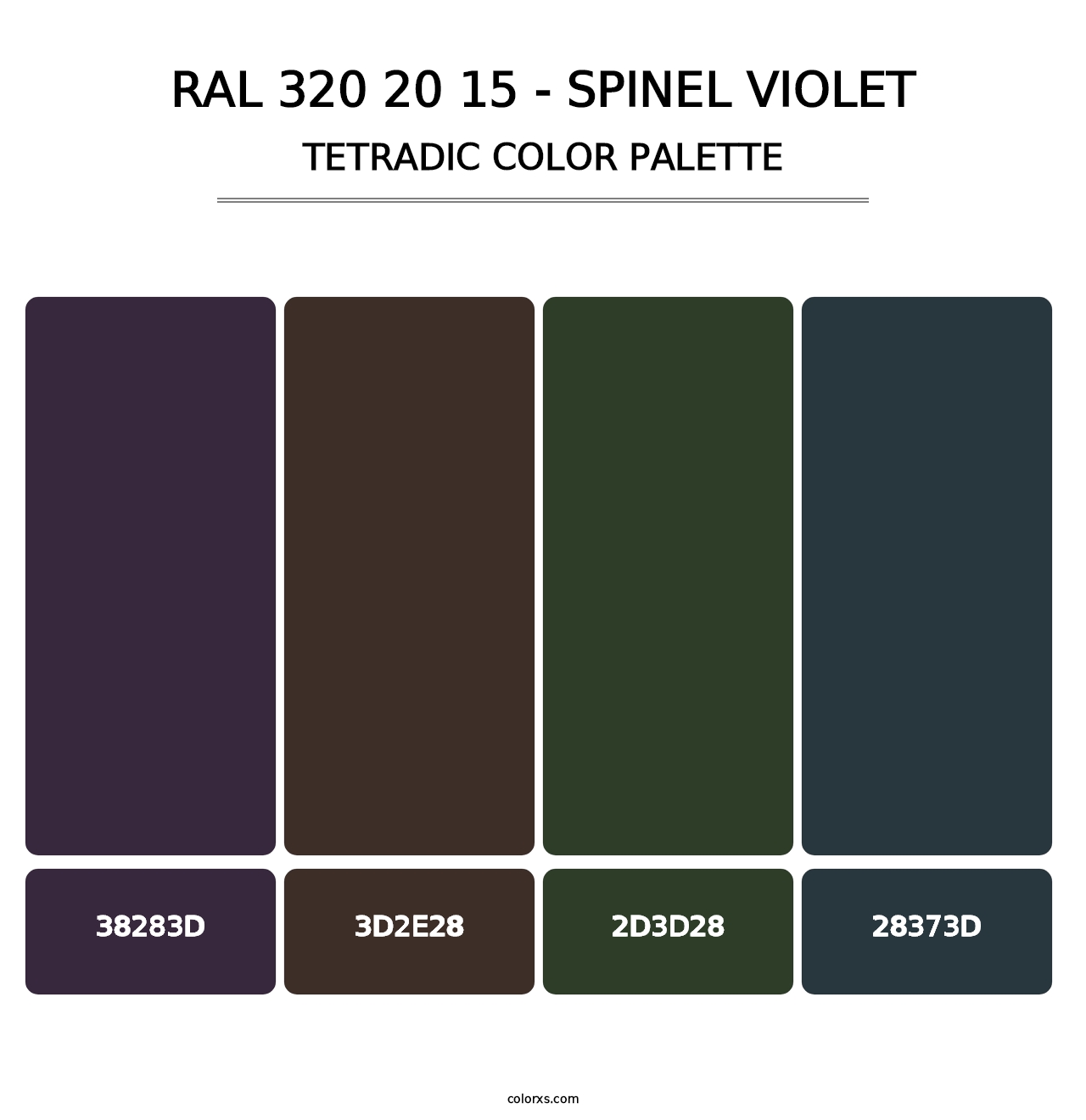 RAL 320 20 15 - Spinel Violet - Tetradic Color Palette